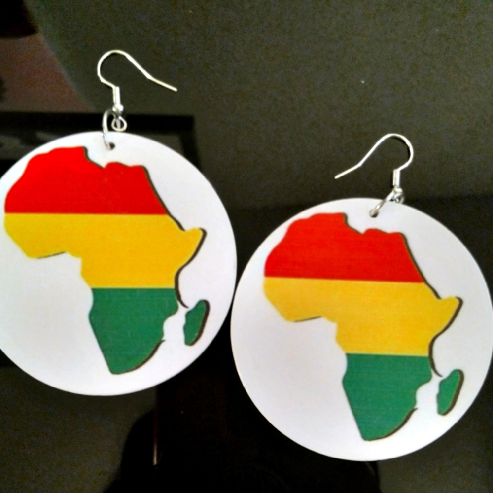 African Wood Dangle Earrings